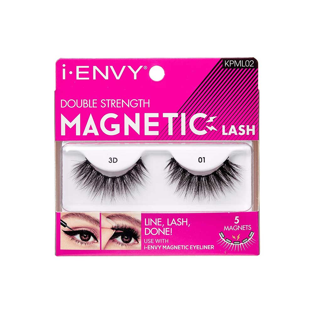 KPML02_main "I-ENVY Double Strength Magnetic Strip Lashes in 3D #01, main product view."
