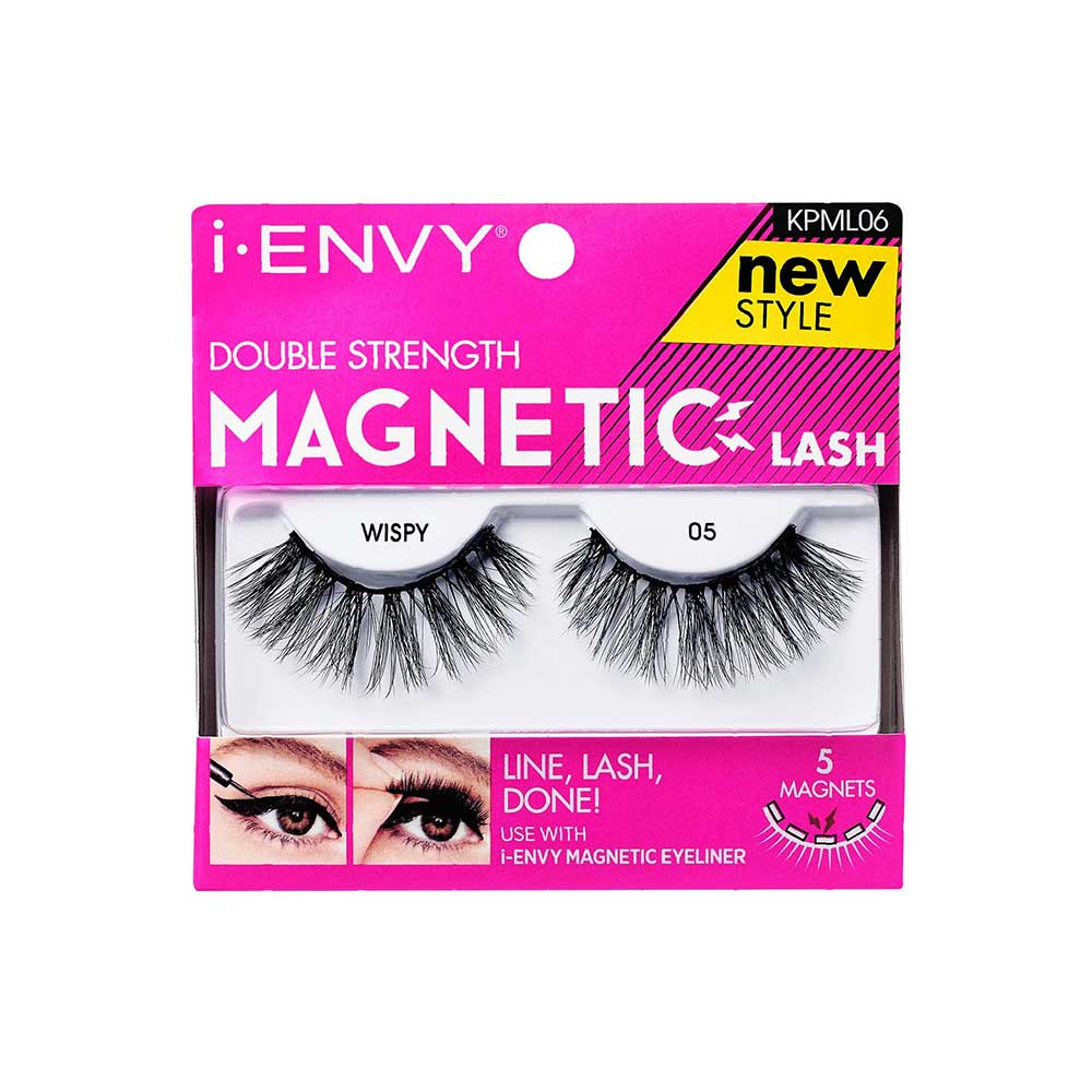 KPML06_main "I-ENVY Double Strength Magnetic Strip Lashes in Wispy #05, main product view."