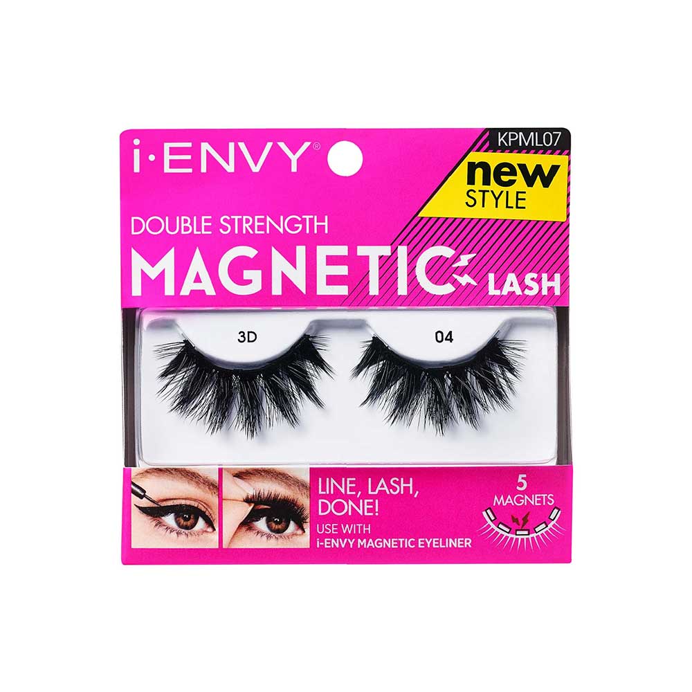 KPML07_main "I-ENVY Double Strength Magnetic Strip Lashes in 3D #04, main product view."
