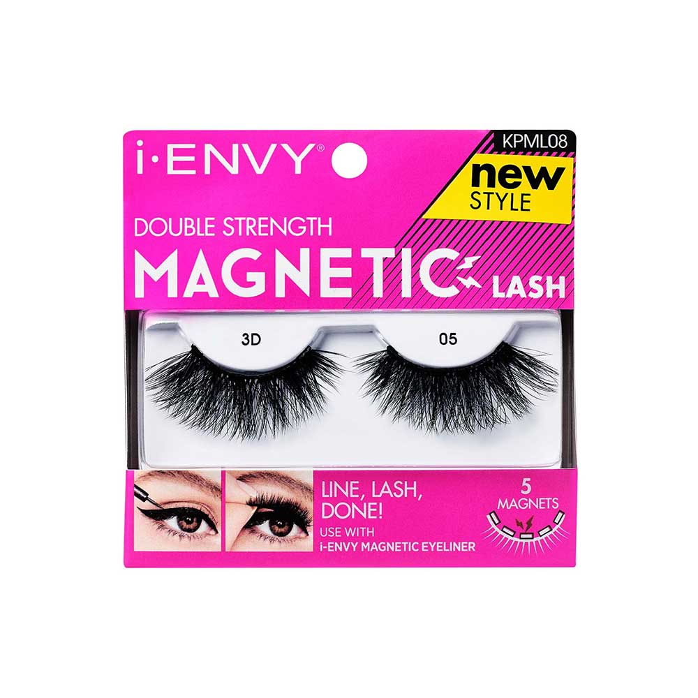 KPML08_main "A single false eyelash. The eyelash is black and features a dense, voluminous arrangement of fine, synthetic fibers. The fibers are arranged in a slightly curved shape, mimicking the natural curve of an eyelid. The base of the eyelash is thicker and tapers off into finer, more delicate strands towards the tips, creating a dramatic and full look."
