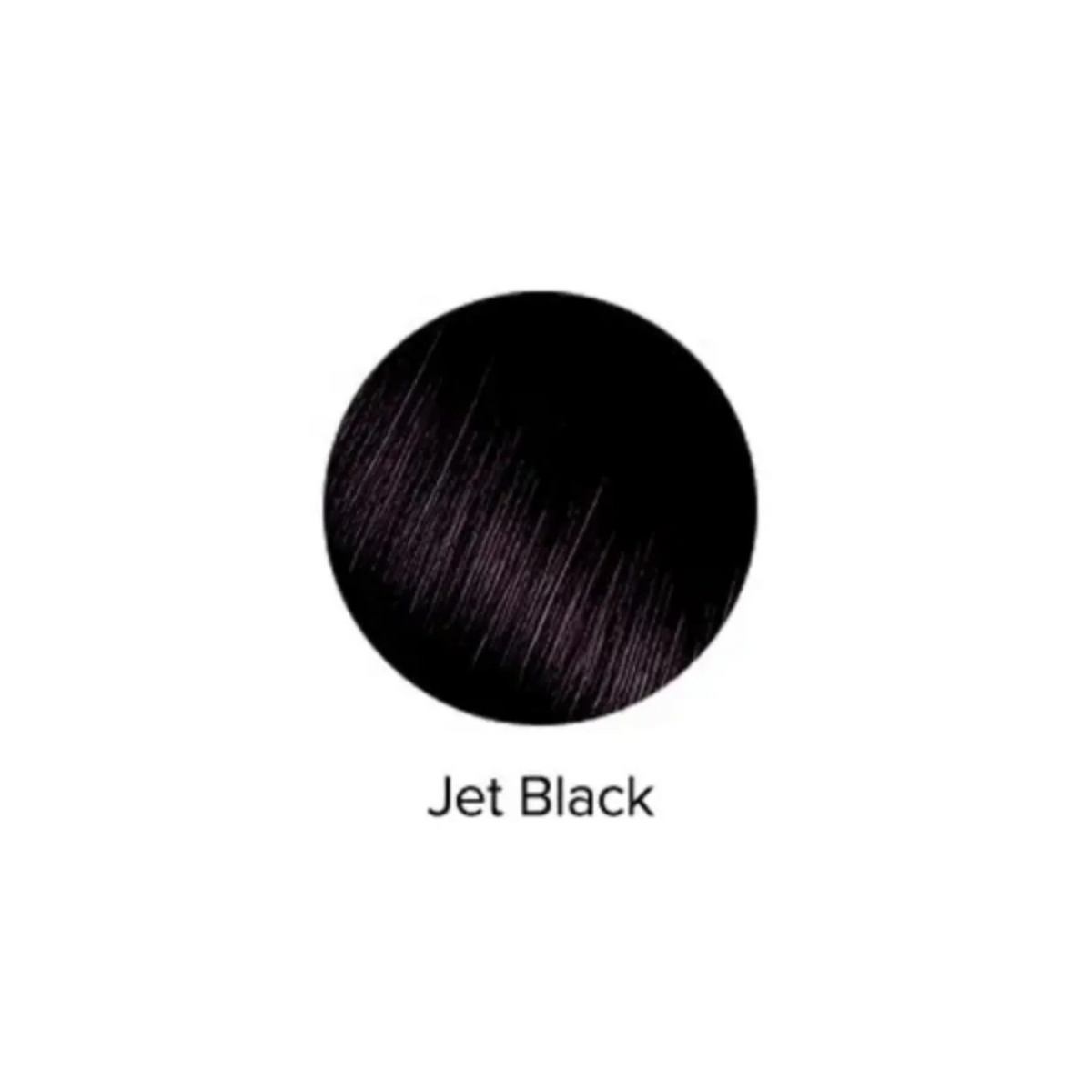 Solid color swatch of jet black on a white background