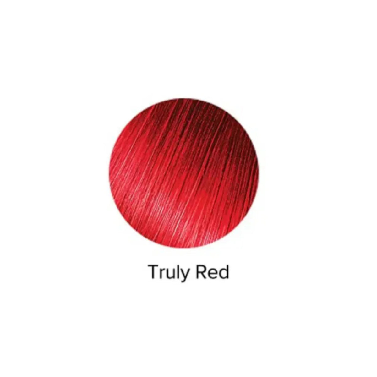 Red hair color swatch labeled 'Truly Red' on a white background