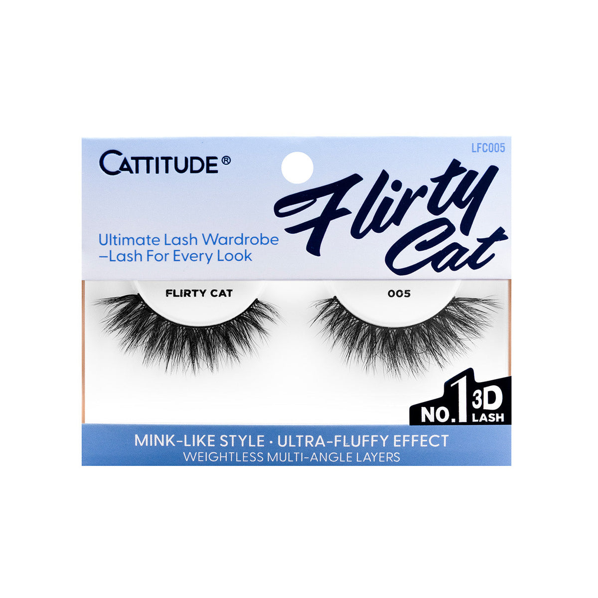 EBIN New York Cattitude Flirty Cat 005 single-pair lashes – front packaging
