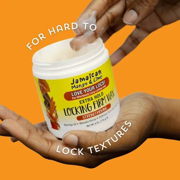 Jamaican Mango & Lime Locking Firm Wax – Wax texture and resistant-hair styling graphic