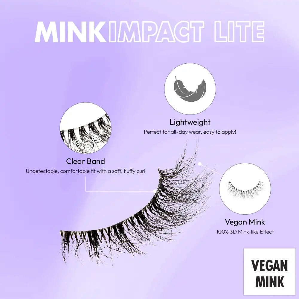 MIL02_extra_002 "I-ENVY Mink Impact Lite Clear Band Vegan Faux Mink Strip Lash, additional product view 2."