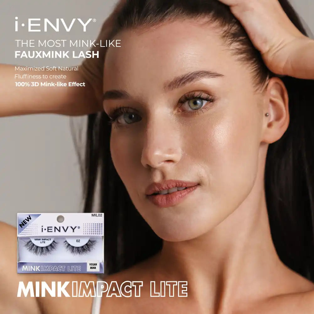 MIL02_extra_003 "I-ENVY Mink Impact Lite Clear Band Vegan Faux Mink Strip Lash, additional product view 3."