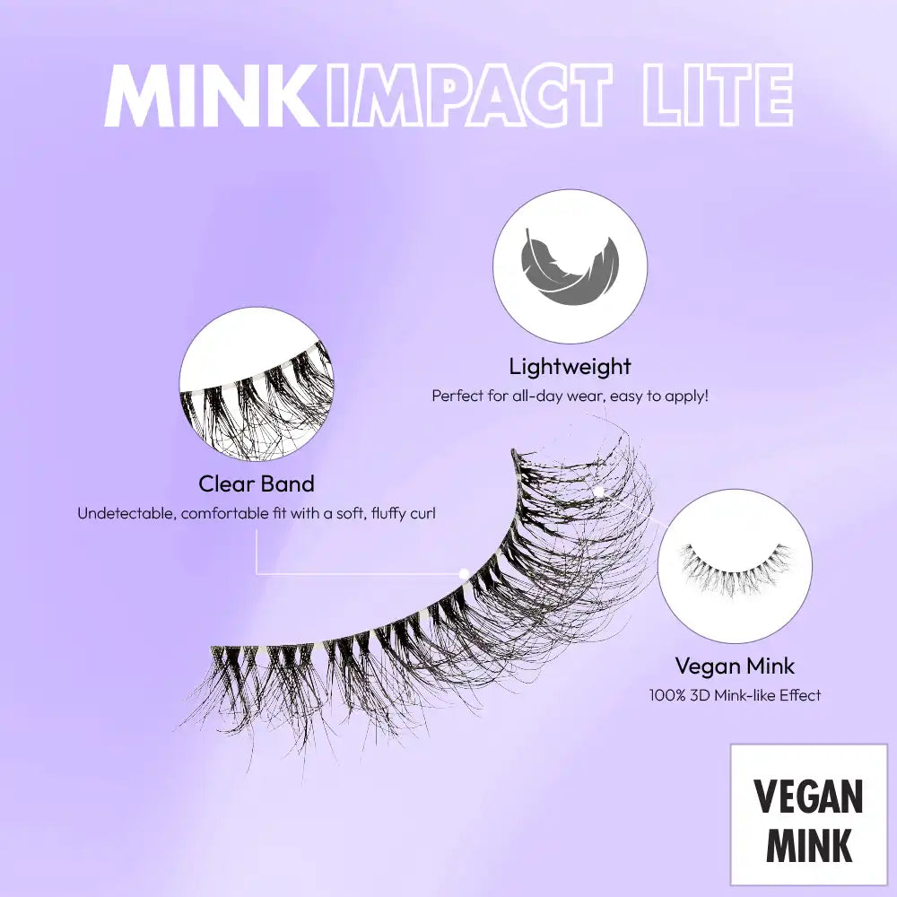 MIL03_extra_002 "I-ENVY Mink Impact Lite Clear Band Vegan Faux Mink Strip Lash, additional product view 2."