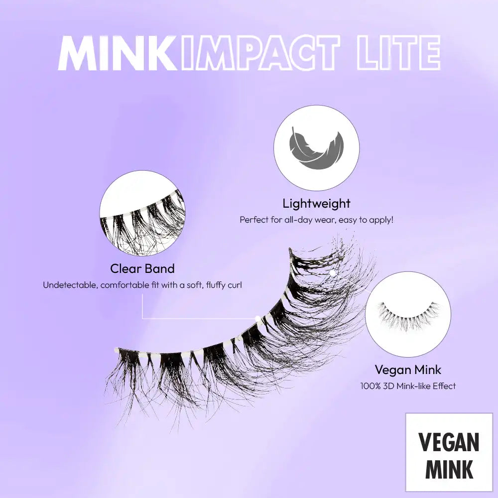MIL04_extra_002 "I-ENVY Mink Impact Lite Clear Band Vegan Faux Mink Strip Lash, additional product view 2."