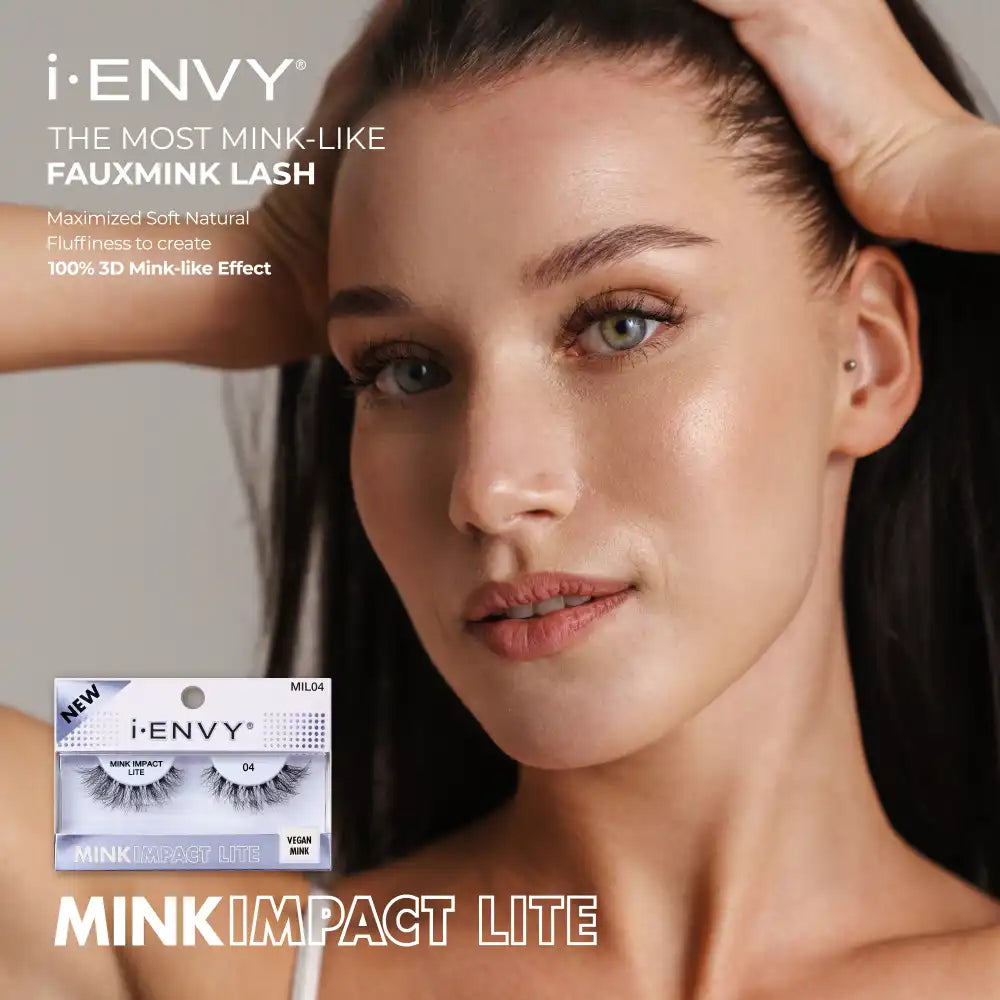 MIL04_extra_003 "I-ENVY Mink Impact Lite Clear Band Vegan Faux Mink Strip Lash, additional product view 3."
