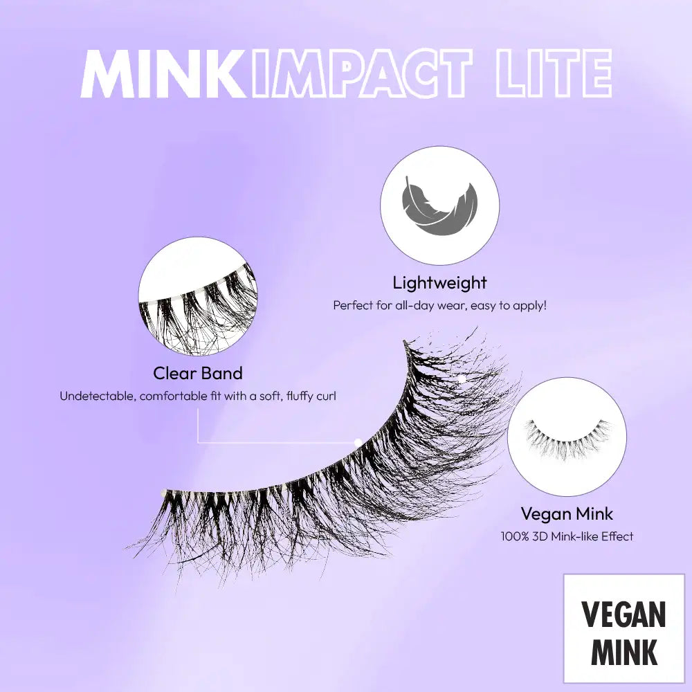 MIL05_extra_002 "I-ENVY Mink Impact Lite Clear Band Vegan Faux Mink Strip Lash, additional product view 2."