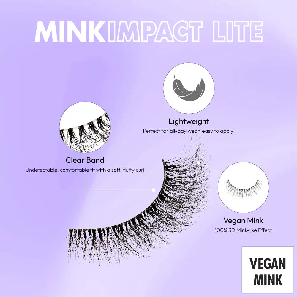 MIL07_extra_002 "I-ENVY Mink Impact Lite Clear Band Vegan Faux Mink Strip Lash, additional product view 2."