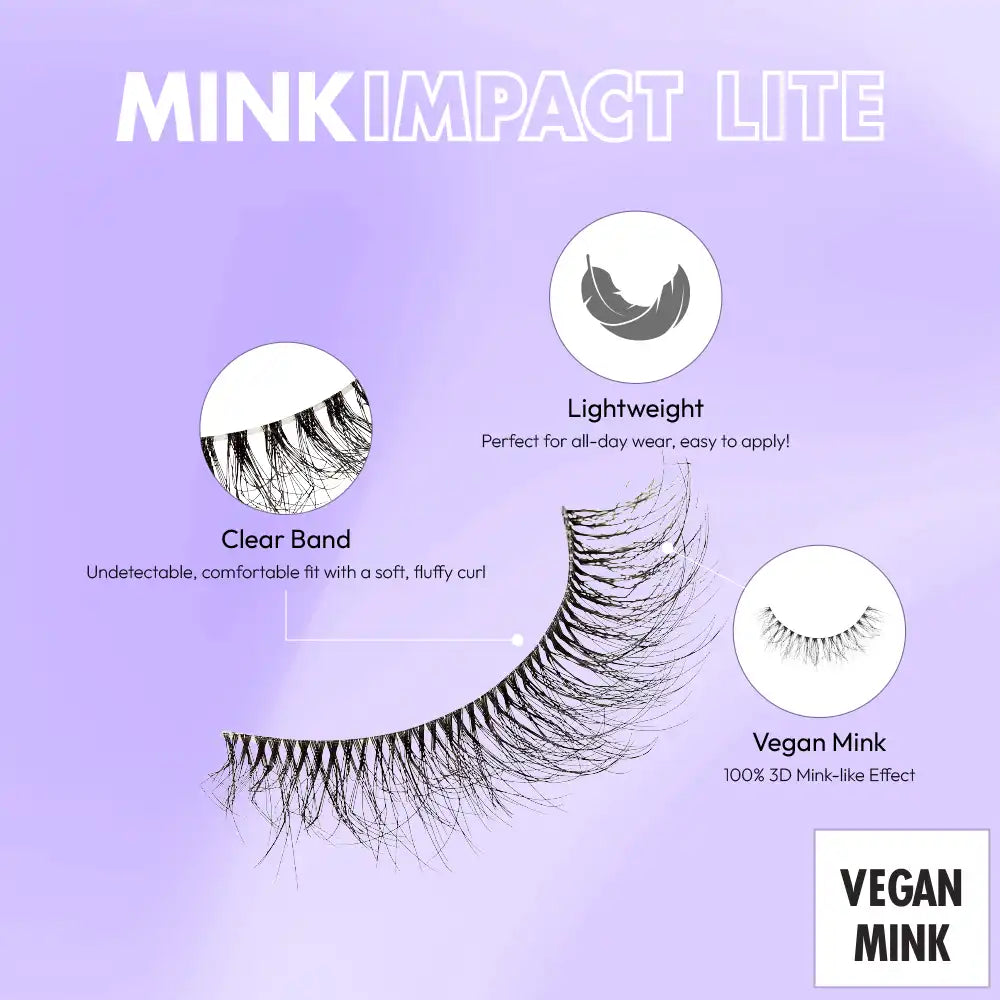 MIL08_extra_002 "I-ENVY Mink Impact Lite Clear Band Vegan Faux Mink Strip Lash, additional product view 2."