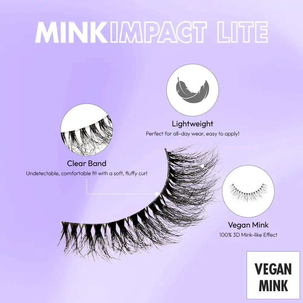 MIL09_extra_002 "I-ENVY Mink Impact Lite Clear Band Vegan Faux Mink Strip Lash, additional product view 2."