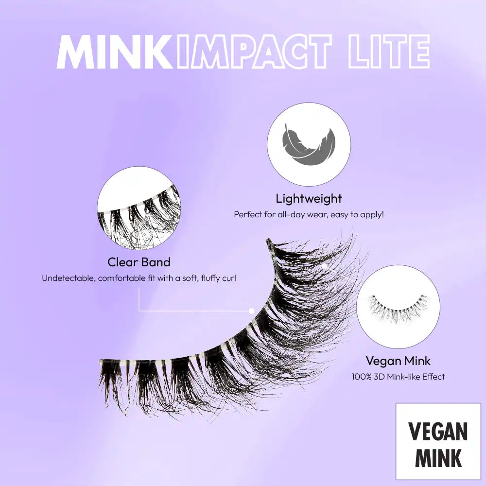 MIL10_extra_002 "I-ENVY Mink Impact Lite Clear Band Vegan Faux Mink Strip Lash, additional product view 2."