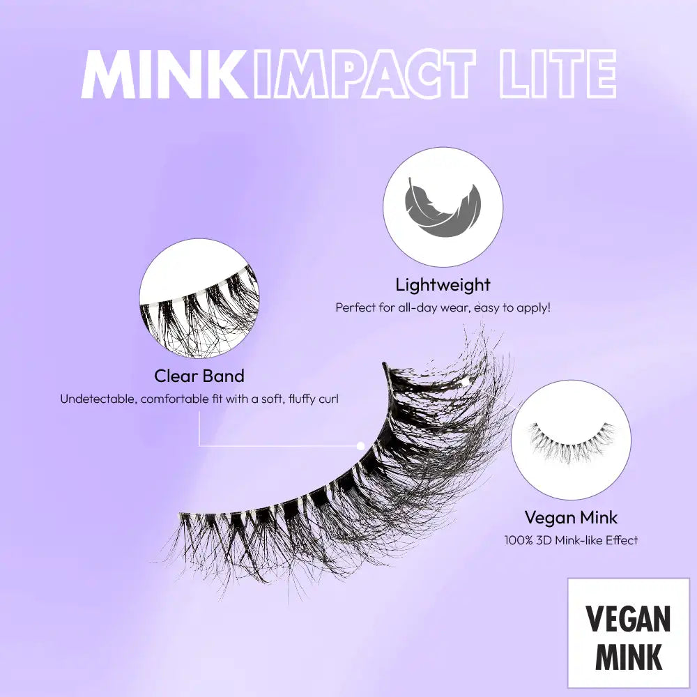 MIL11_extra_002 "I-ENVY Mink Impact Lite Clear Band Vegan Faux Mink Strip Lash, additional product view 2."