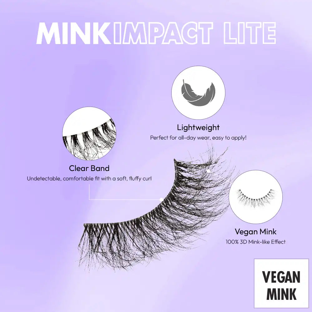 MIL12_extra_002 "I-ENVY Mink Impact Lite Clear Band Vegan Faux Mink Strip Lash, additional product view 2."