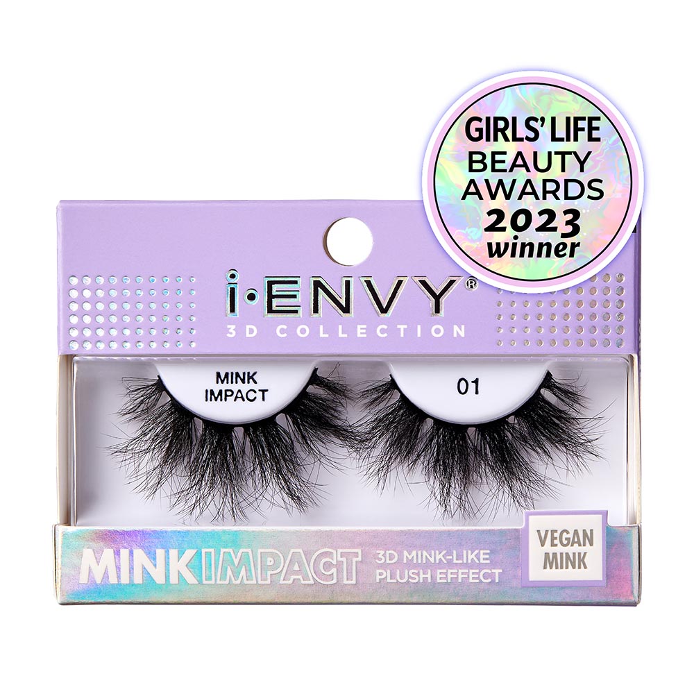 MIP01_main "A single false eyelash. The eyelash is black and features a dramatic, voluminous design with long, wispy strands. The base of the eyelash is curved to fit the natural shape of the eyelid, and the individual lashes are densely packed, creating a full and fluttery appearance. The tips of the lashes are tapered, giving a natural yet bold look."