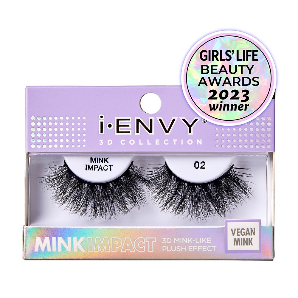 MIP02_main "A single false eyelash. The eyelash is black and features a dense, voluminous design with varying lengths of individual lashes, creating a wispy and dramatic effect. The base of the eyelash strip is slightly curved to fit the natural contour of the eyelid. The lashes appear to be made of synthetic or natural fibers, designed to enhance the fullness and length of the wearer's natural eyelashes."
