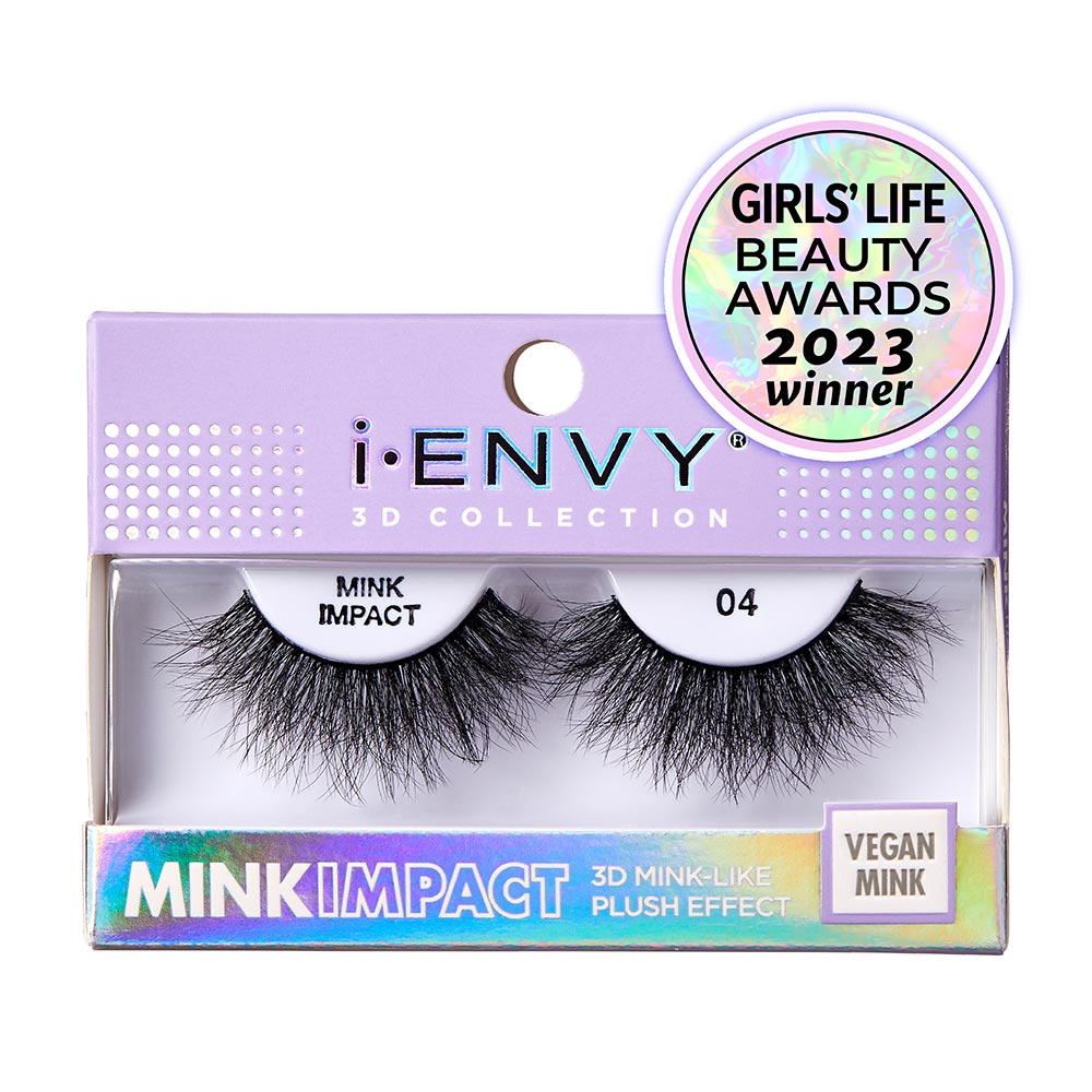 MIP04_main "A single false eyelash. The eyelash is thick and voluminous, with a dense arrangement of individual lashes. The lashes are long and slightly curved, designed to enhance the appearance of natural eyelashes when applied. The base of the eyelash is black and appears to be flexible, allowing it to conform to the shape of the eyelid. The overall look is dramatic and intended for a bold makeup style."