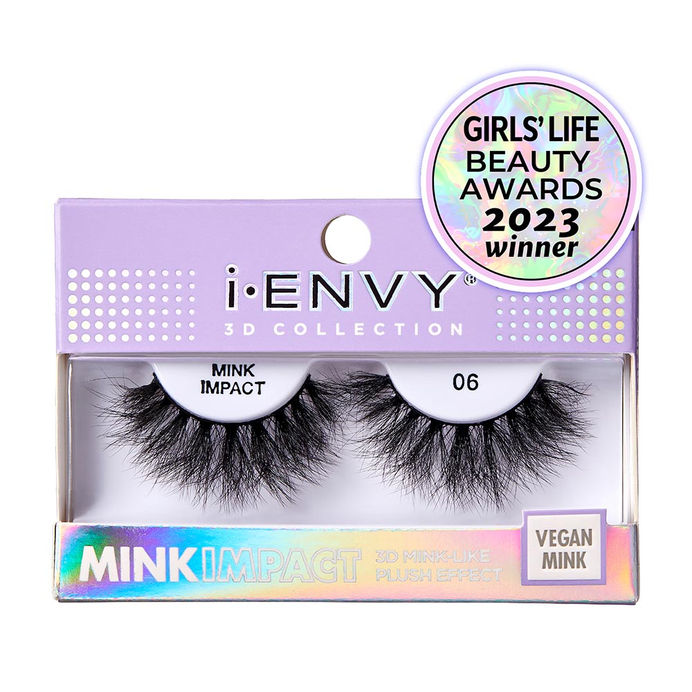 MIP06_main "A single false eyelash. The eyelash is thick and voluminous, with multiple layers of fine, black synthetic fibers. The fibers are arranged in a slightly curved shape to mimic the natural curve of an eyelid. The base of the eyelash is a thin, black band that holds the fibers together and is designed to be attached to the eyelid. The overall appearance of the eyelash is dramatic and full, suitable for enhancing the look of natural eyelashes."