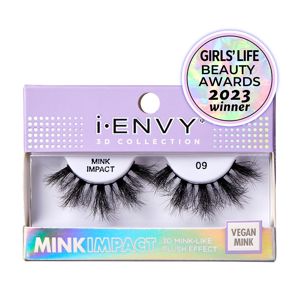 MIP09_main "A single false eyelash. The eyelash is black and features a dramatic, voluminous design with multiple layers of fine, wispy fibers. The fibers are arranged in a slightly curved shape to mimic the natural curve of the eyelid. The base of the eyelash is thicker and tapers off towards the tips, giving it a fuller appearance. The overall look is bold and intended to enhance the eyes with a striking, glamorous effect."