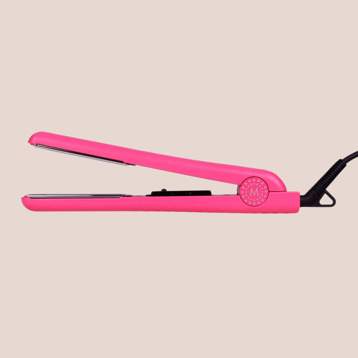 Malina Nova Titanium Flat Iron 1 1/4 Inch, Pink — open flat iron side view