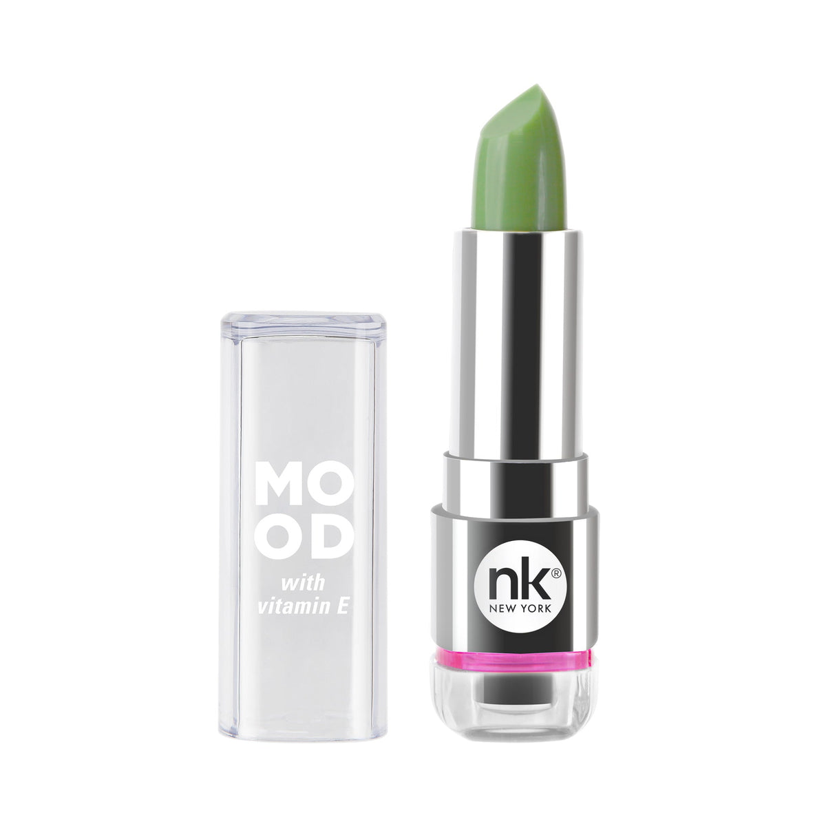 Nicka K Mood Lipstick, Calm green lipstick bullet with clear cap