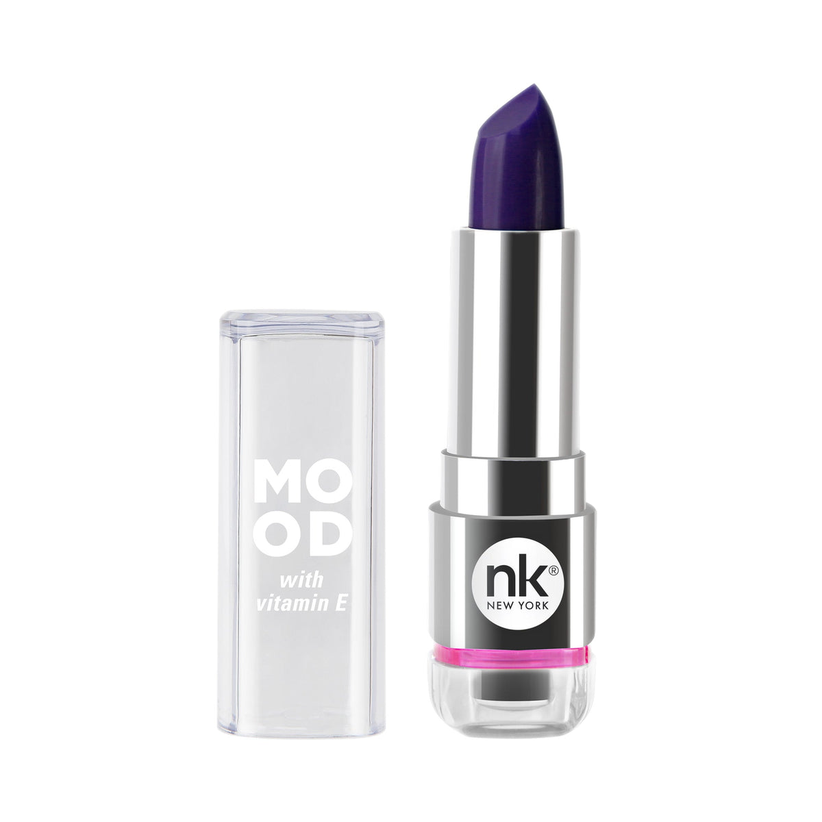 Nicka K Mood Lipstick, Dreamer purple lipstick bullet with clear cap
