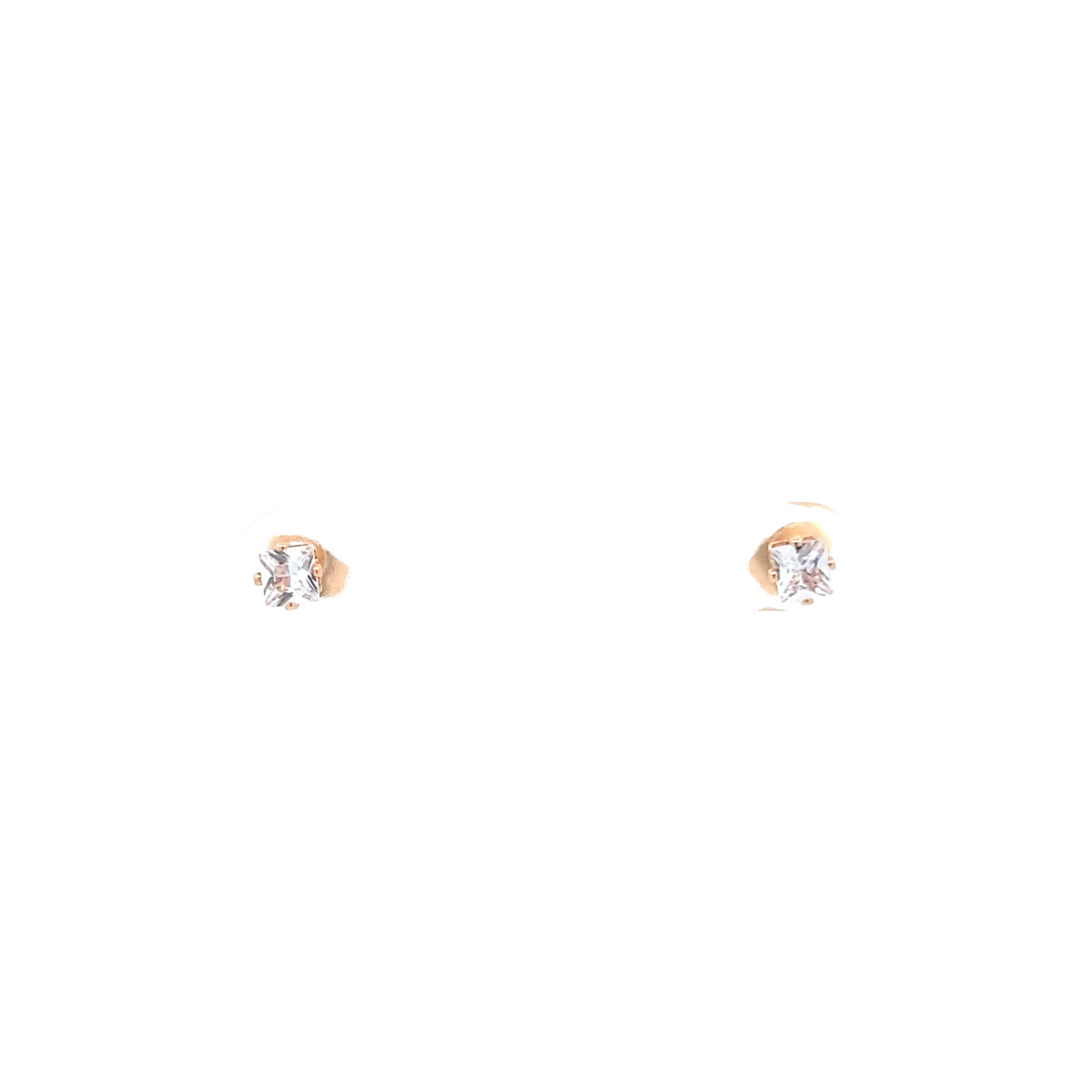 The One Jewelry gold tone square CZ stud earrings 4 mm (OCQG4)