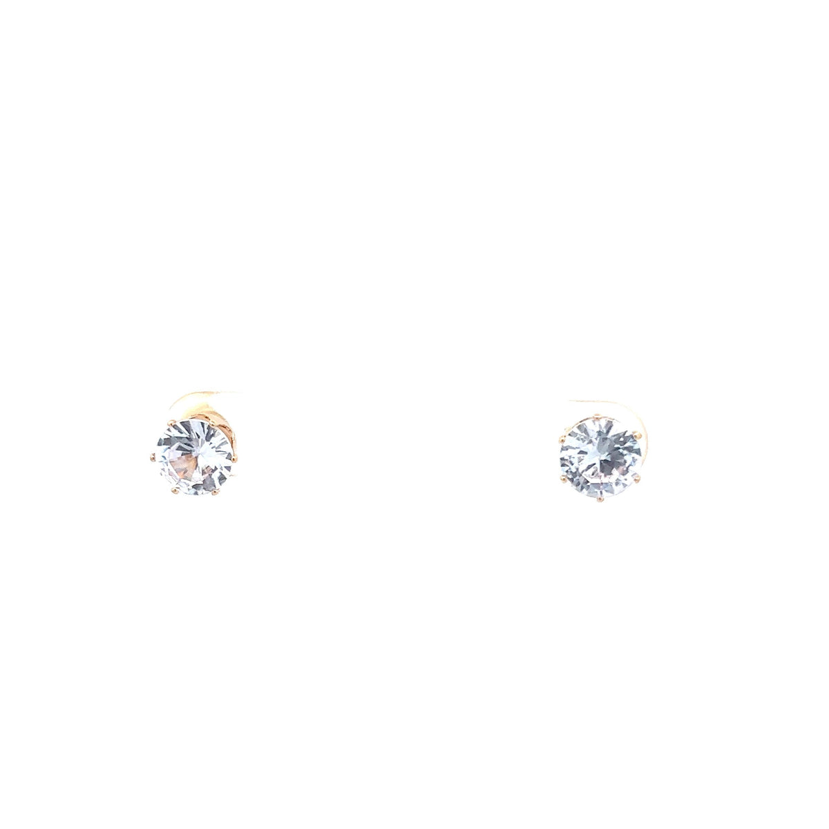 The One Jewelry gold tone round CZ stud earrings 7 mm (OCRG7)
