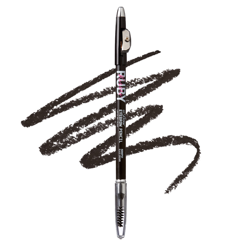 Ruby Kisses Go Brow pencil – Black Brown pencil and swatch