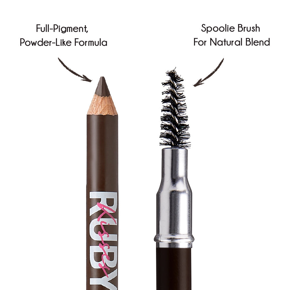 Ruby Kisses Go Brow pencil – Pencil tip and spoolie detail