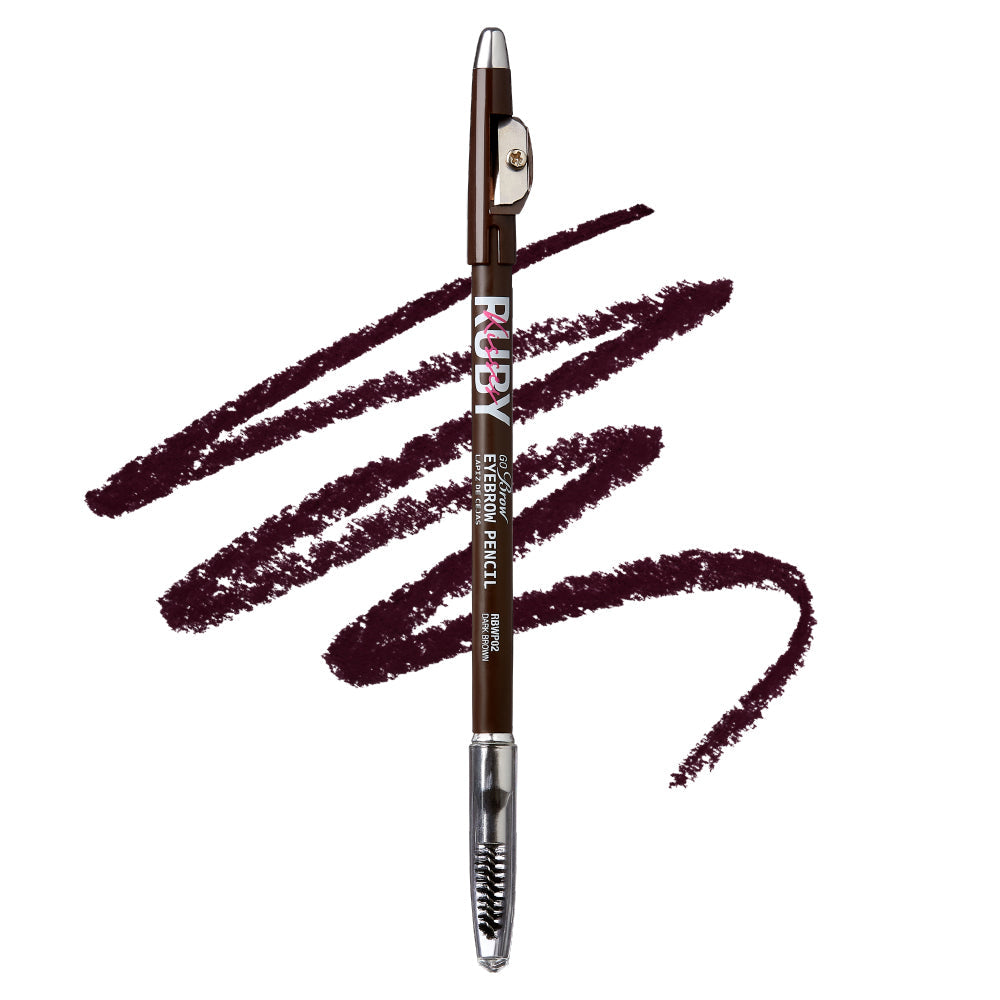 Ruby Kisses Go Brow pencil – Dark Brown pencil and swatch