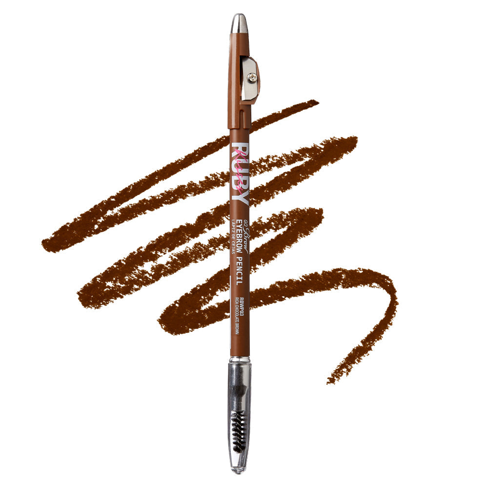 Ruby Kisses Go Brow pencil – Chocolate Brown pencil and swatch