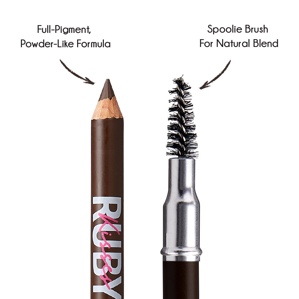 Ruby Kisses Go Brow pencil – Pencil tip and spoolie detail