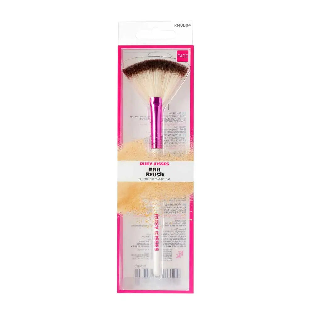 Ruby Kisses Fan makeup brush in packaging