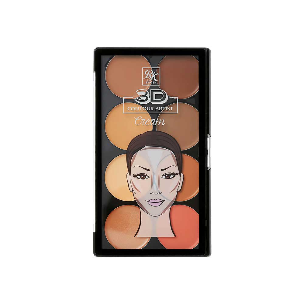 Ruby Kisses 3D Contour Cream Multi-Palette with Highlighter & Blush – Light Medium closed palette