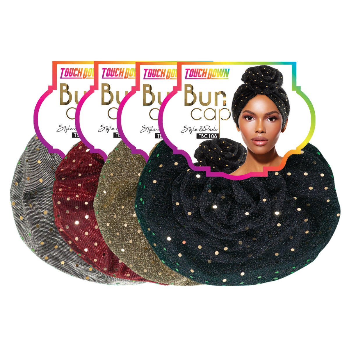 TouchUps Bun Caps – Gold Polkadot Assorted Pack