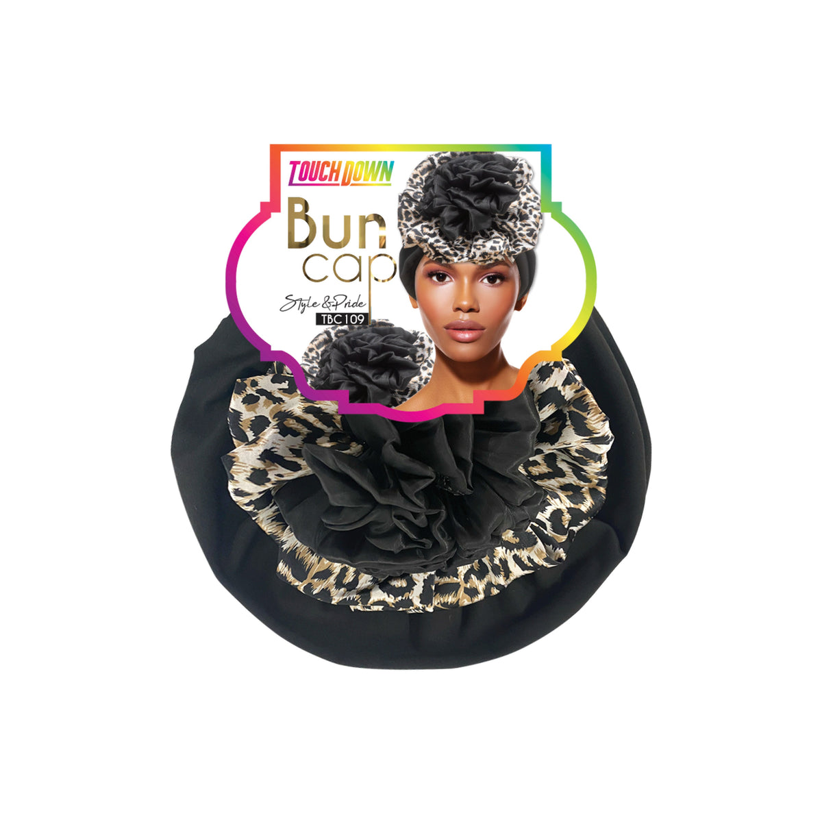 TouchUps Bun Caps – Big Flower Leopard Black