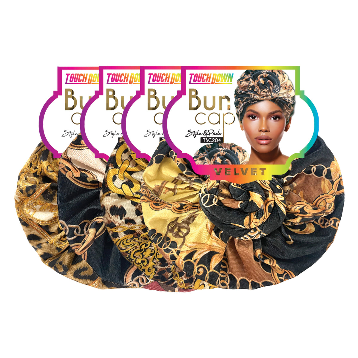 TouchUps Bun Caps – Velvet Leopard Chain Assorted Pack
