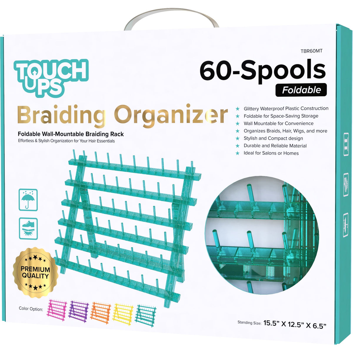 TouchUps Plastic Braiding Organizer – 60-Spool Rack – TBR60MT
