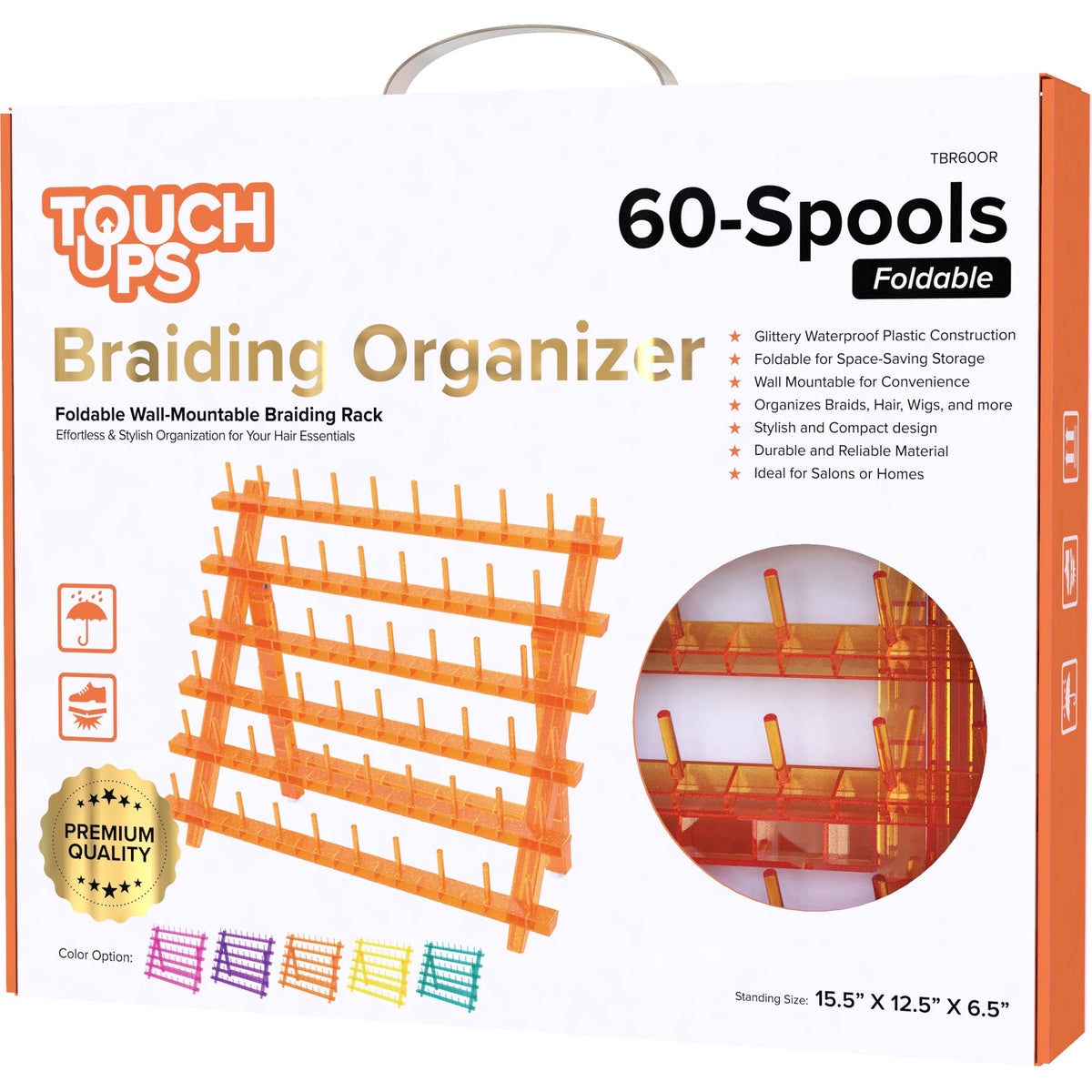 TouchUps Plastic Braiding Organizer – 60-Spool Rack – TBR60OR