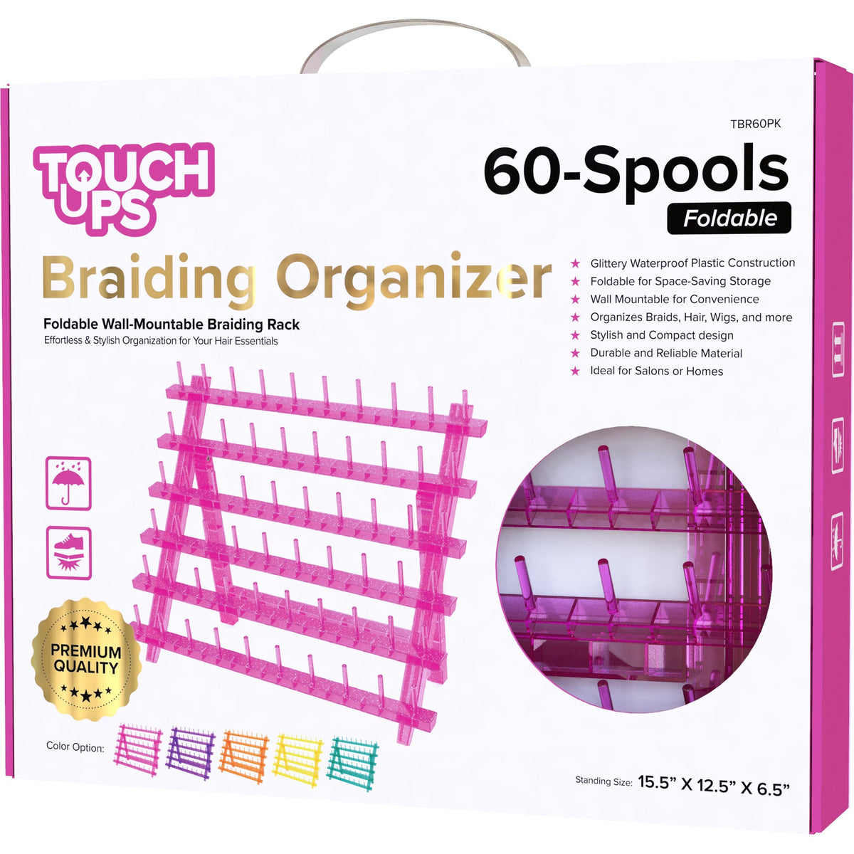 TouchUps Plastic Braiding Organizer – 60-Spool Rack – TBR60PK