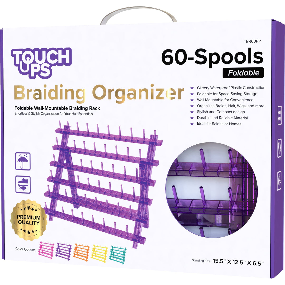 TouchUps Plastic Braiding Organizer – 60-Spool Rack – TBR60PP