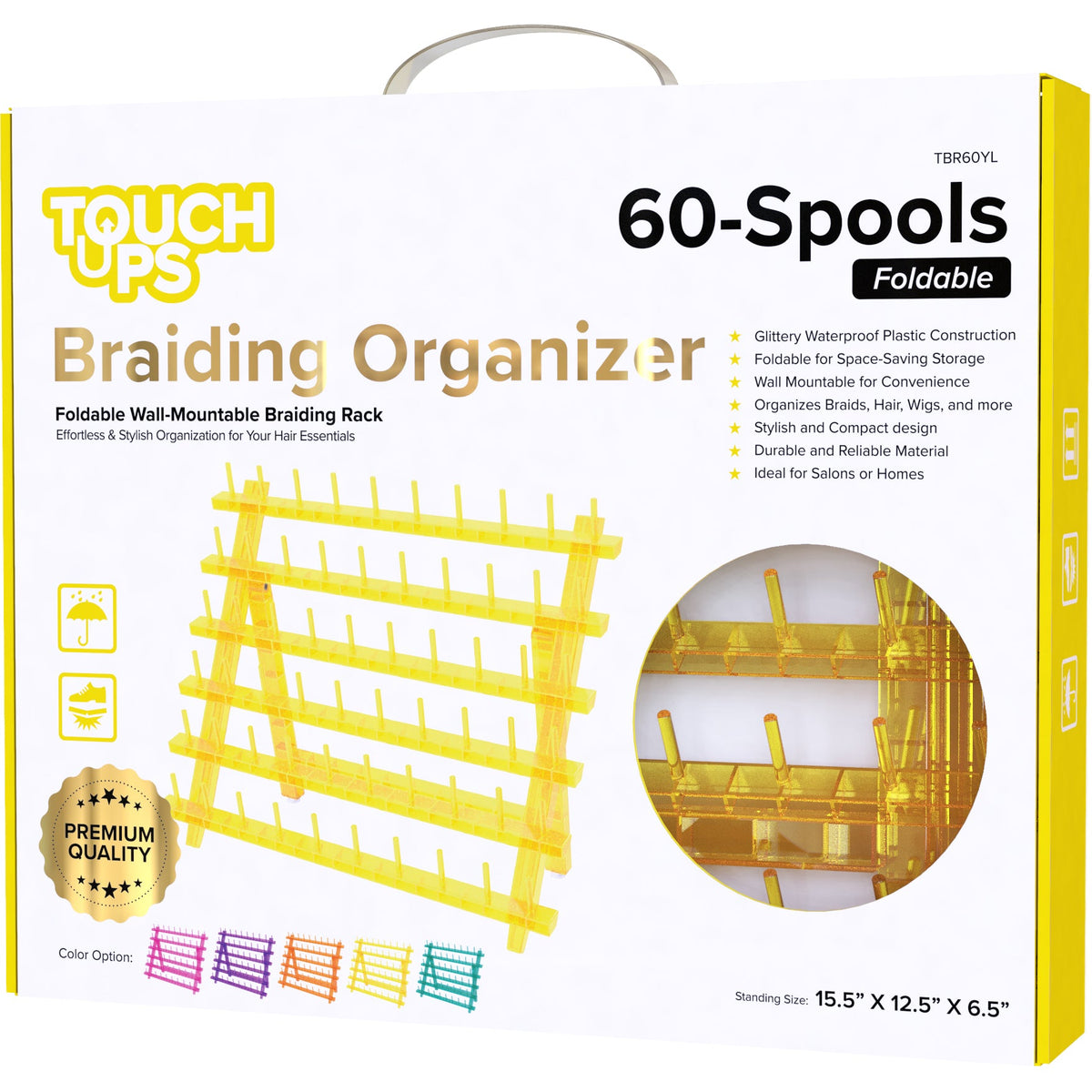 TouchUps Plastic Braiding Organizer – 60-Spool Rack – TBR60YL