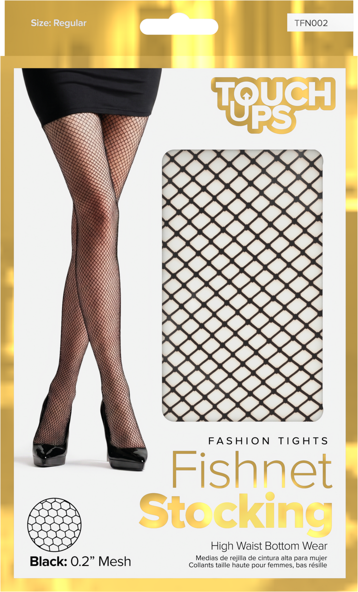 TouchUps Black 0.2" Fishnet Stockings – Black Medium Mesh 0.2" Regular (1 PC)