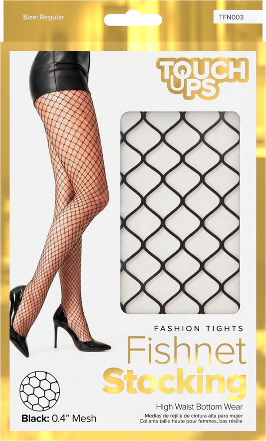 TouchUps Black 0.4" Fishnet Stockings – Black Large Mesh 0.4" Regular (1 PC)