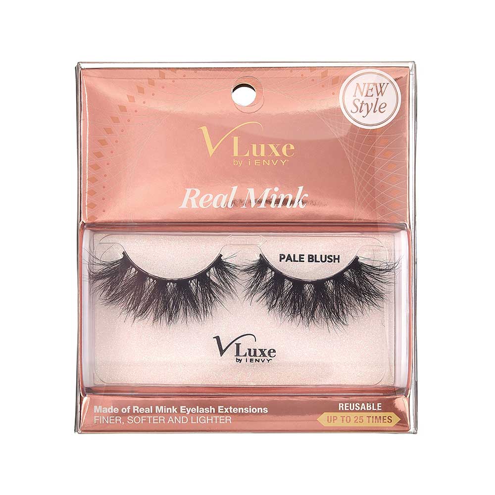 VLEC02_main "VLuxe By i•ENVY Real Mink Strip Lashes in PALE BLUSH, main product view."