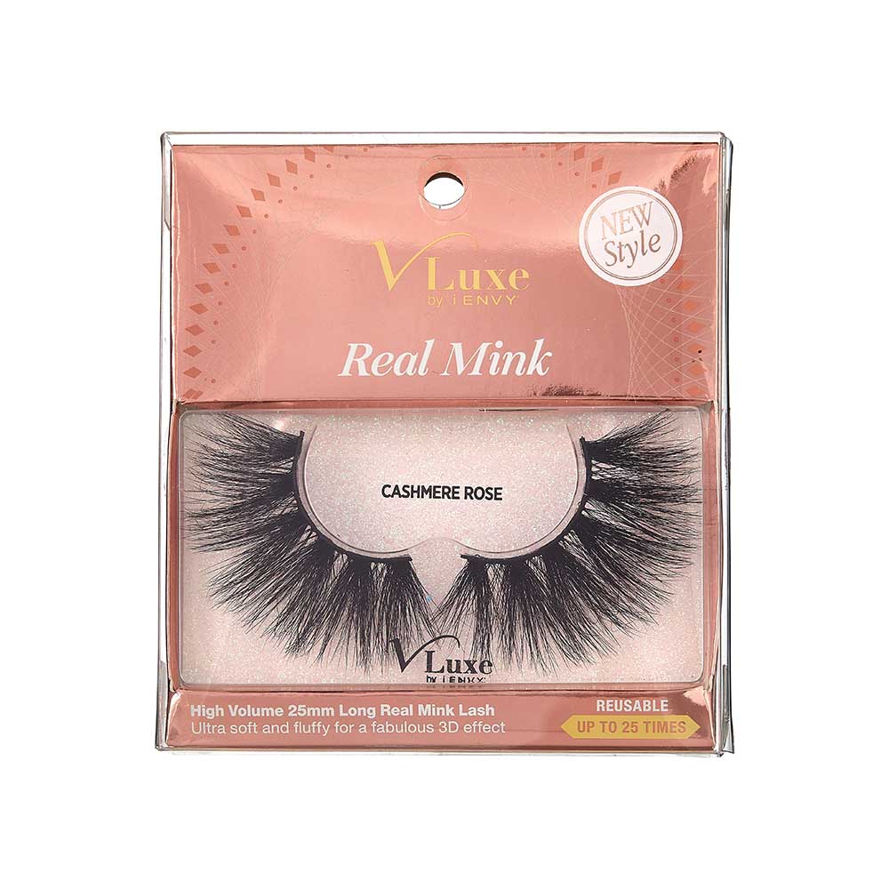 VLEC07_main "VLuxe By i•ENVY Real Mink Strip Lashes in CASHMERE ROSE, main product view."