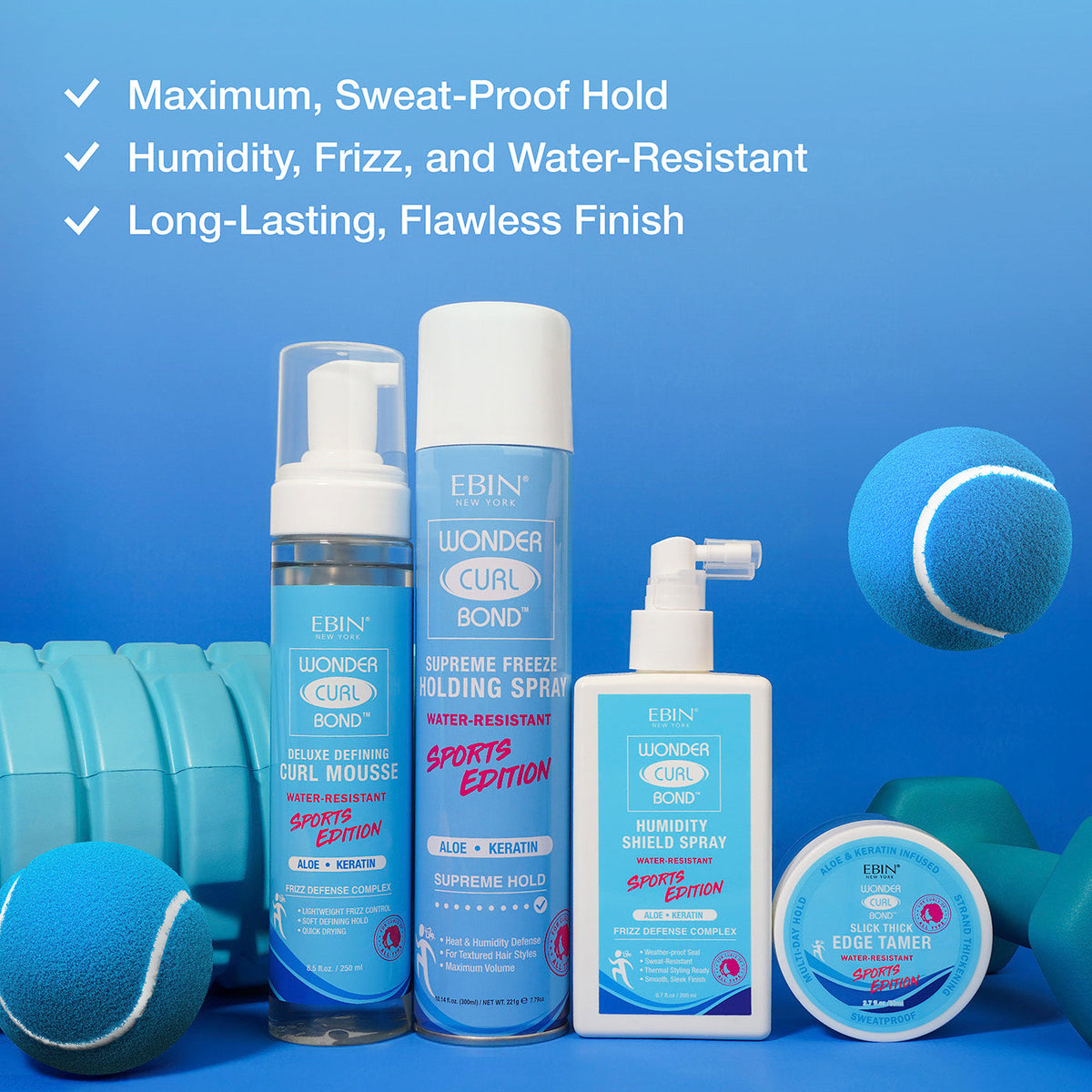 EBIN Wonder Curl Bond Curl Mousse Sports Edition – Sports Edition collection display